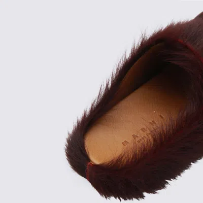Marni Colorful Calf Hair Slip-on Shoes In Red