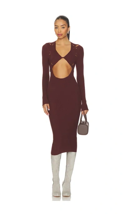 Isa Boulder Argyle Open Dress In Brown