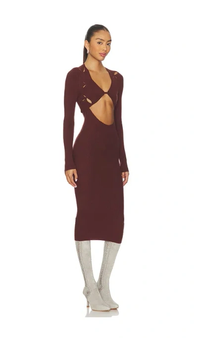 Isa Boulder Argyle Open Dress In Brown