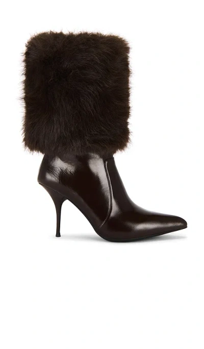 Jeffrey Campbell Thermal Faux Fur Cuff Bootie In Brown