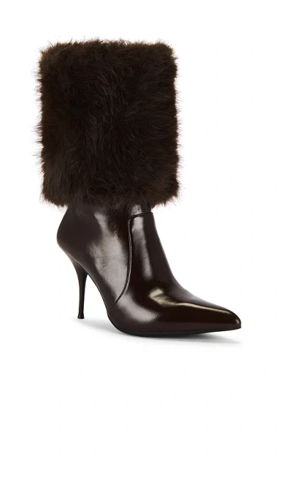 Jeffrey Campbell Thermal Faux Fur Cuff Bootie In Brown