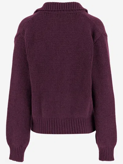 Magda Butrym Buttoned Patch-pocket Cardigan In Burgundy