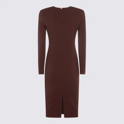 Elisabetta Franchi Midi Fit Dress In Brown