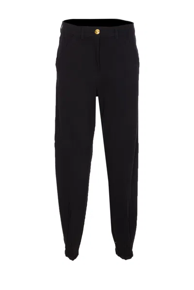 Pinko Tailored Black Trousers With Gold-tone Button Detail In Black