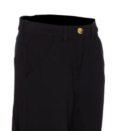 Pinko Tailored Black Trousers With Gold-tone Button Detail In Black