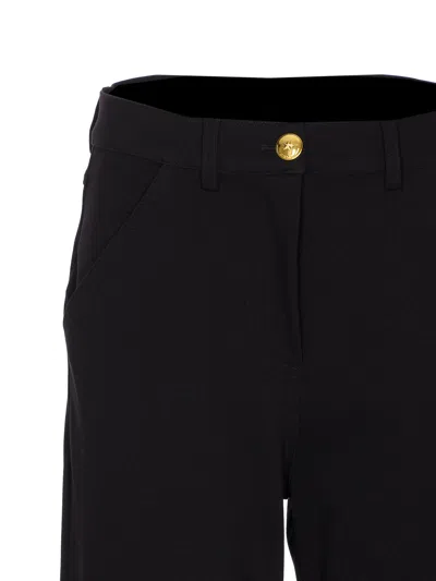 Pinko Tailored Black Trousers With Gold-tone Button Detail In Black
