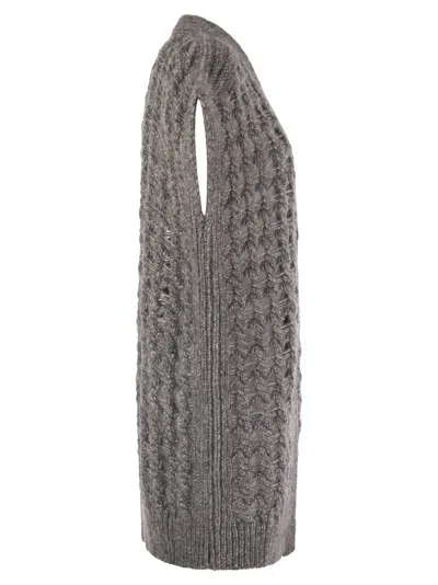 Herno Knitwear V-neck Openwork Cardigan In Gray