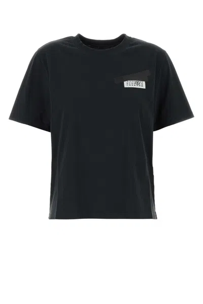 Mm6 Maison Margiela Black Logo T-shirt In Black