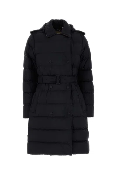 Burberry Midnight Blue Nylon Down Jacket In Black