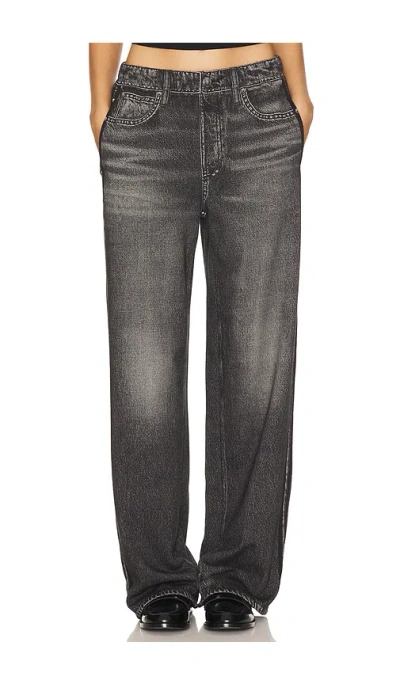 Rag & Bone Miramar Fleece Pull On Wide Leg Sweatpant Jeans In Washed Black In Black