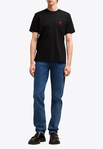 Ami Alexandre Mattiussi Ami Paris Ami De Coeur T-shirt In Organic Cotton In Black