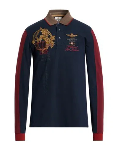 Aeronautica Militare Man Polo Shirt Navy Size L Cotton In Blue