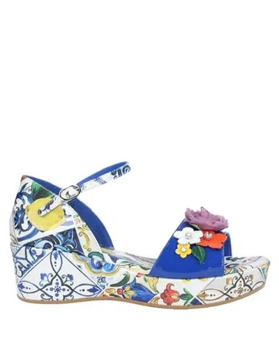Dolce & Gabbana Toddler Girl Sandals Blue Size 10c Calfskin In Blue