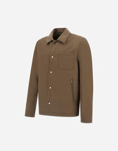 Herno Shacket In Crinkle Nylon In Brown
