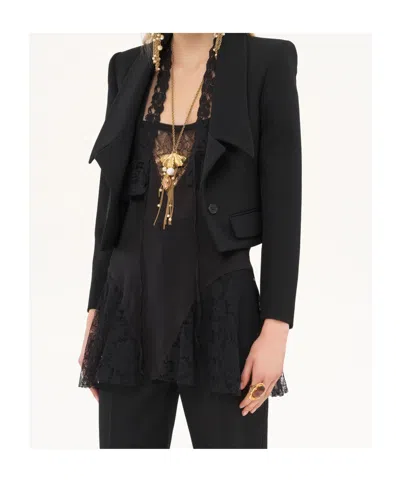 Chloé Heritage Tailored Jacket In Wool Gabardine In Black