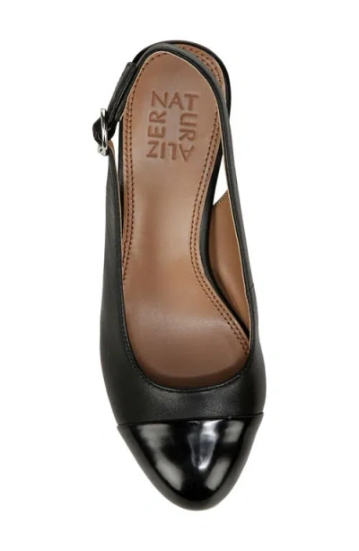 Naturalizer Sophie Womens Leather Round Toe Slingback Heels In Black