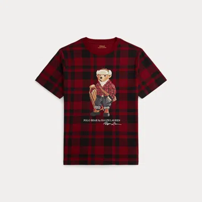 Polo Ralph Lauren Polo Bear Checked Cotton Jersey T-shirt In Multi