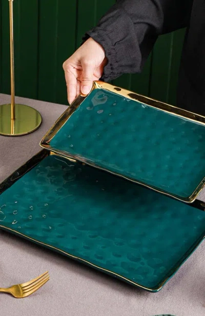 Stone Lain Florian Porcelain 2-piece Serving Rectangular Plate Set In Multi