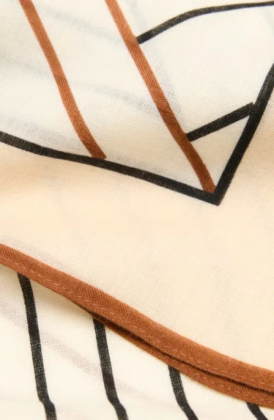 Mango Selection Geometric Print Wool Scarf In Neutral