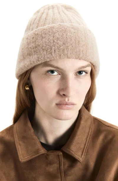 Hyer Goods Upcycled Alpaca Wool Chunky Rib Beanie In Neutral