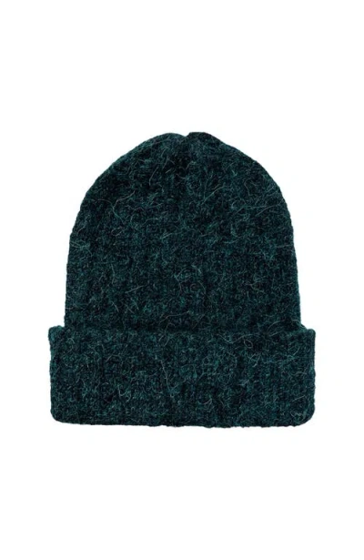 Hyer Goods Upcycled Alpaca Wool Chunky Rib Beanie In Green