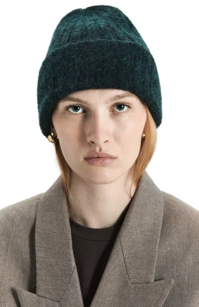 Hyer Goods Upcycled Alpaca Wool Chunky Rib Beanie In Green