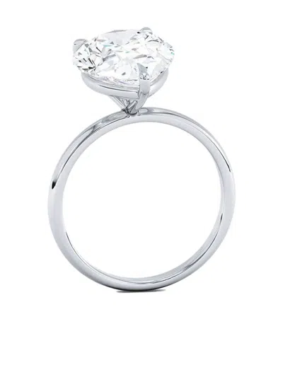 Tilla 14k White Gold Pear Diamond Solitaire Ring In Silver