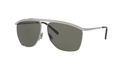 Saint Laurent Victoire Aviator-frame Metal Sunglasses In Gray