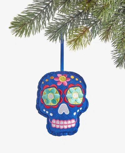 Holiday Lane Day Of The Dead Fabric Skull Ornament, Macy's Exclusive In Transparent