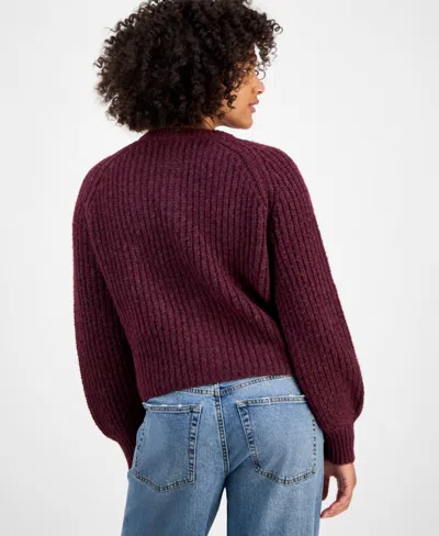 And Now This Women's Shaker Stitch Button-front Cardigan, Macy's Exclusive In Burgundy