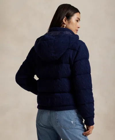Polo Ralph Lauren Cable-knit Wool-cashmere Quilted Jacket In Blue