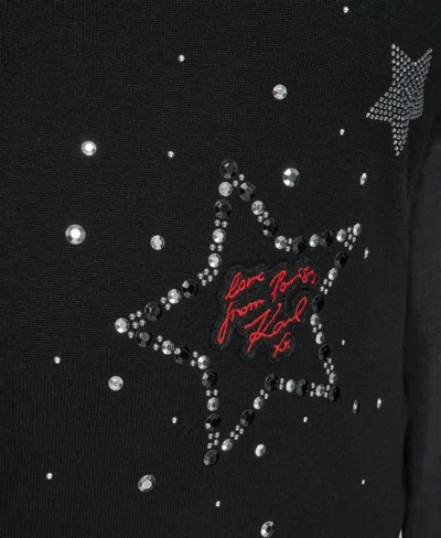 Karl Lagerfeld Plus Size Embellished Amour Sweater In Black