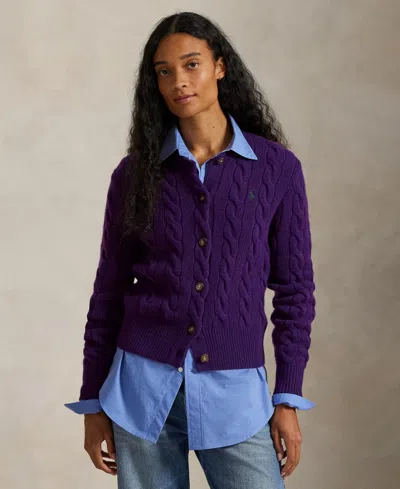 Polo Ralph Lauren Cable-knit Cardigan In Purple