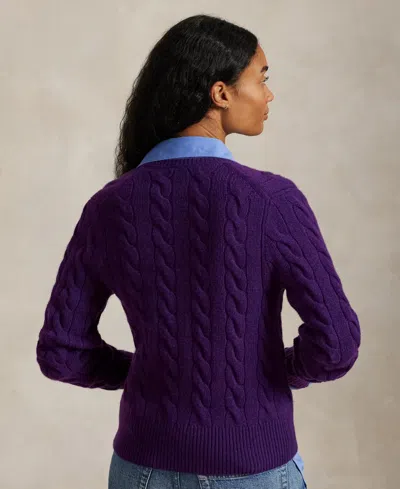 Polo Ralph Lauren Cable-knit Cardigan In Purple