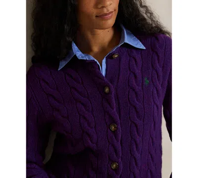 Polo Ralph Lauren Cable-knit Cardigan In Purple