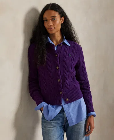 Polo Ralph Lauren Cable-knit Cardigan In Purple