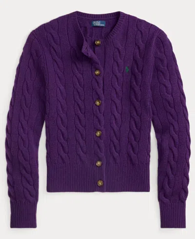 Polo Ralph Lauren Cable-knit Cardigan In Purple