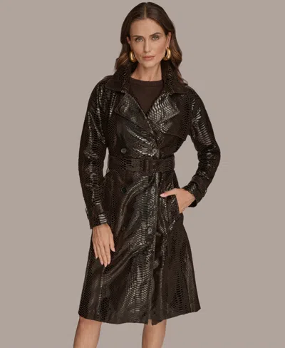 Donna Karan Women's Double Breasted Belted Trench Coat In Brown