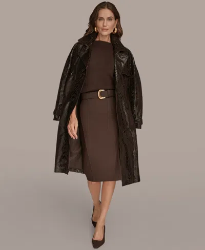 Donna Karan Women's Double Breasted Belted Trench Coat In Brown