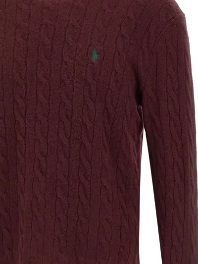 Polo Ralph Lauren Ralph Lauren Cable Knit Jumper Burgundy In Burgundy