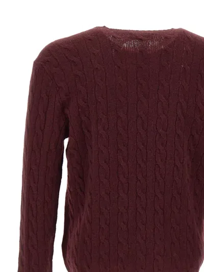 Polo Ralph Lauren Ralph Lauren Cable Knit Jumper Burgundy In Burgundy