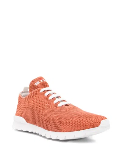 Kiton Logo-embroidered Sneakers In Orange