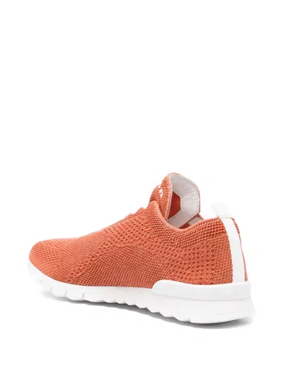 Kiton Logo-embroidered Sneakers In Orange