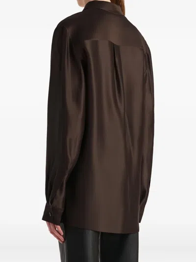 Khaite Auryn Button-down Twill Top In Brown