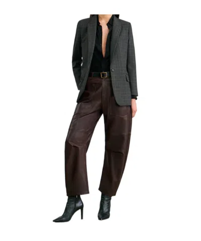Nili Lotan Mid-rise Barrel Leg Lammleder-hose Shon Leather In Brown