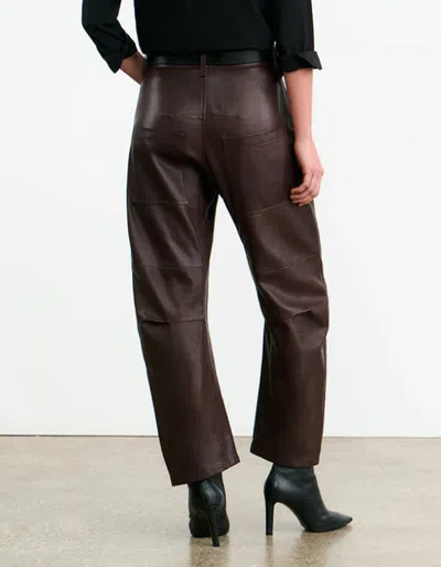 Nili Lotan Mid-rise Barrel Leg Lammleder-hose Shon Leather In Brown
