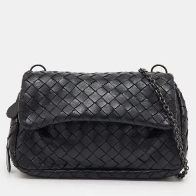 Pre-owned Bottega Veneta Black Intrecciato Leather Olimpia Chain Shoulder Bag
