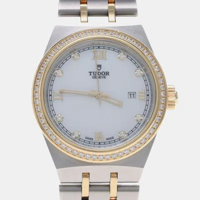 Pre-owned Tudor Royal 28323 Automatic Yellow Gold Stainless Steel Women's Wristwatch 28 Mm In Silver