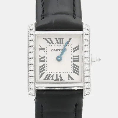 Pre-owned Cartier Tank Francaise We100251 Quartz White Gold Women's Wristwatch 20.5 Mm In Silver