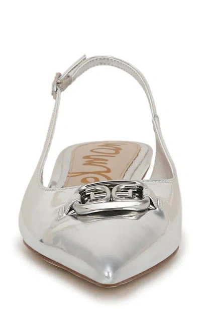Sam Edelman Aggie Pointed Toe Slingback Flat In Silver